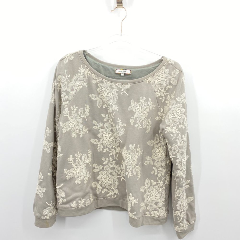 NEW Anthropologie Eri Ali Embroidered Sweatshirt M